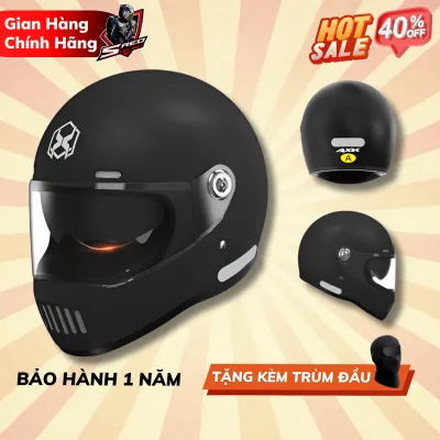 Mũ bảo hiểm Fullface Vintage cao cấp 2 kính SRED Classic (Tiêu chuẩn DOT của Mỹ) - Màu đen mờ - Hàng chính hãng Helmet