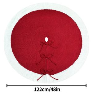 GAOSU Đỏ Váy cây thông Noel Dệt kim Len giả Đồ trang trí cây thông Noel Làn da ấm áp Mở chia đôi Vỏ bọc đế cây thông Noel Trang trí ngày lễ