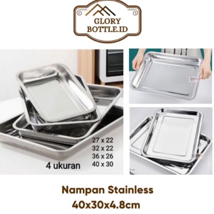 GB A085 NAMPAN STAINLESS PERSEGI UK 40/36/32/20 CM BAKING TRAY TEBAL  TEMPAT KOTAK TATAKAN SAJI SERBAGUNA LOYANG KUE NAMPAN BAKI Lazada 