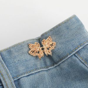 COVIEEZB Invisible Butterfly Button Adjuster Rabbit Nail-free Pants Tightener Personality Gold Waist Buckle