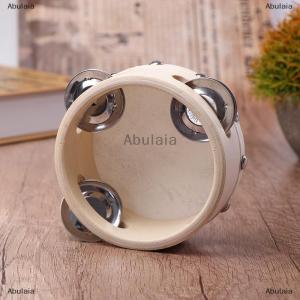 [COD] Abulaia แทมบูรีนมือถือ4นิ้วพร้อมโลหะแถวเดียวหนังแกะกลองผิวไม้กลองบันเทิงกลองของเล่นดนตรี
