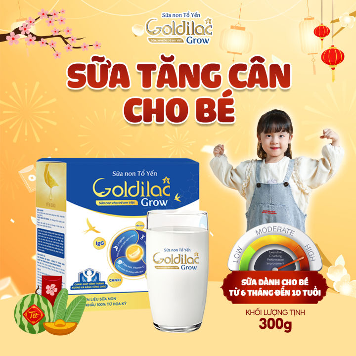 Sữa non tổ yến GOLDILAC GROW - Sữa tăng cân cho bé hộp (300g 10 gói x 30g)