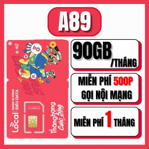 Sim Mobifone Local A89 Tặng 90GB/Tháng (3GB/Ngày) Full Tốc Độ Cao Kèm 500 Phút Gọi Nội Mạng/Tháng Dùng 1 Tháng Miễn Phí | FREESHIP - CHƯA KÍCH HOẠT