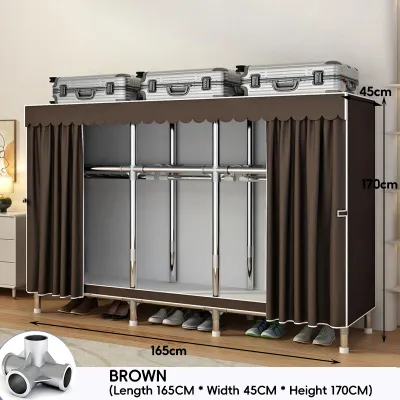 MOD Alloy Joint Steel Tube Wardrobe | 26MM Extra-Thick Steel Fabric Closet | Heavy-Duty Dust-Proof Storage Cabinet | Easy to Set Up