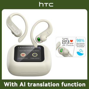 HTC NE61 TWS Wireless Earbuds Supports Heart Rate Monitoring Bluetooth 6.0 Touchscreen Earbuds HiFi Stereo Sound Noise Cancellation IPX5 Water Resistance Compatible with iOS/Android Systems Supports Filipino Language