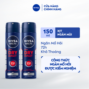 Bộ 2 Xịt Ngăn Mùi NIVEA MEN Dry Impact Khô Thoáng 72H (150 ml) - 81602x2