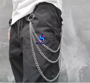 Rantai 3 Layer Celana Rantai Jeans Denim Rantai Dompet Retro Punk Hiphop