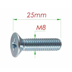 (10 Pcs) M8x25 Baut JF Kepala Rata