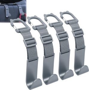 Amooca Anti-drop Car Headrest Hooks 4 Pack Seat Organizer for Bags