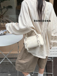 Unique design cylindrical Boston bowling bag for women versatile vintage commuter handbag shoulder and crossbody pillow bag 22×13×10CM #71016