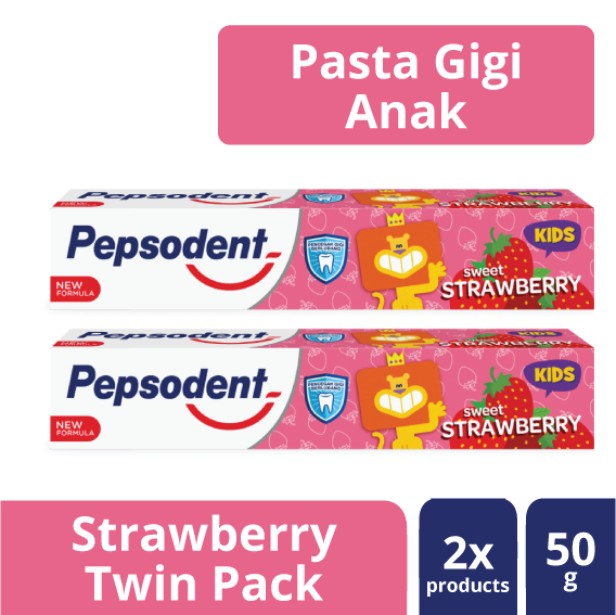 Pepsodent Kids Pasta Gigi Strawberry 50G - Twin Pack