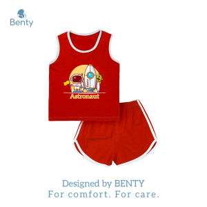 Bộ ba lỗ thể thao in hình phi hành gia BENTY BT070 bộ ba lỗ thấm hút mồ hôi tốt an toàn da bé