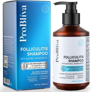 ProBliva Folliculitis Shampoo: Medicated Antifungal Shampoo for Folliculitis Scalp Psoriasis Dandruff & Seborrheic Dermatitis – Exfoliating Care for Scalp Buildup Itch & Dryness - 10 fl.oz