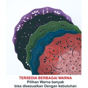 LJR New motif bunga piring rotan plastik lusinan 12 pcs anyaman warna acak