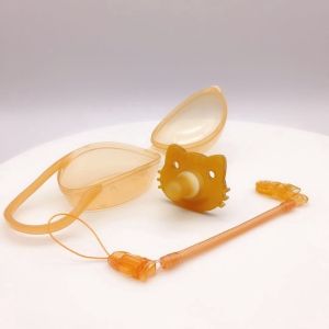 Baby Pacifier 4 In 1 Baby Cartoon Pacifier Set 1 Round Nipple 1 Flat Nipple 1 Chain 1 Dustproof Box