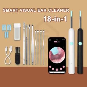 Local spot Goods MY Stock 18 in 1 Smart visual Ear Cleaner Earwax Remover Tool Ear Canal Cleaner with 1080P Camera for iOS & Android
