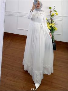 (COD) Dress Wanita Gamis Naraya Bahan Full Ceruty Aplikasi Renda Prada Terbaru