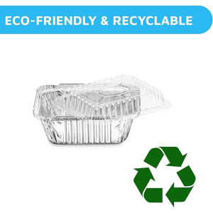 Disposable Aluminum Foil Takeaway Pans with Clear Lids Strong Seal for Freshness Spill Resistance Eco-Friendly Recyclable