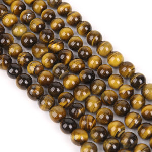 【PrettySet】Brown Hạt Charm Tự Làm Lỏng Lẻo Đính Đá Mã Não Tự Nhiên Hình Mắt Hổ Vàng Để Làm Trang Sức Vòng Tay 4Mm 6Mm 8Mm 10Mm 12Mm