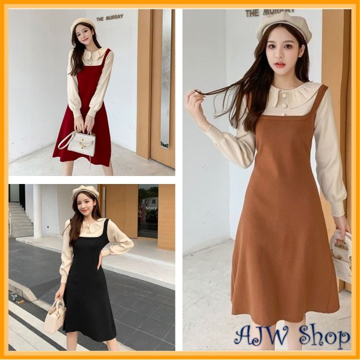 AJW [SBE] Midi Dress Vintage Knit Lengan Panjang | Dress Midi Vintage Knit  Lengan Panjang | Dress Kemeja Korean Style Rajut Import Premium | Lazada  Indonesia