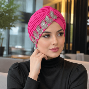 ICNWIEN Solid Color Side Leaf Rhinestones Headscarf Versatile Elegant Cross Knot Headwrap Fashion Breathable Headwrap Hat Women