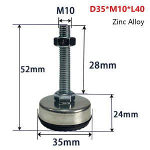 TI9P 1Pcs 304 Stainless Steel Furniture Leveling Foot Rubber Seat M8 M10 M12 M14 Table Leg Leveler Durable Anti Slip Rubber Damping Pad for Machine Tool Stability