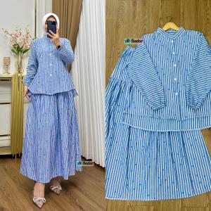 (BISA COD)SETROK KEMEJA OTIF SALUT KANCING FULL KATUN KEKINIAN setrok motif salur katun