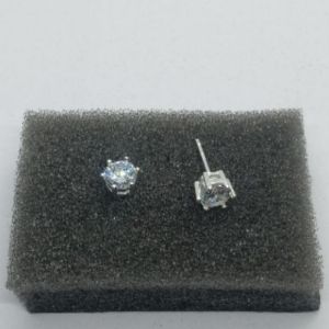 6mm crown stud stone earrings silver 92.5 Italy silver jewelry (TUNAY NA SILVER)