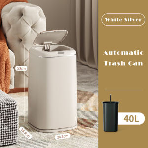 JustLiving 35/40L Floor-standing Intelligent Induction Trash Can Smart Sensor Automatic Kitchen And Ruish Bin ABS Waste Bin Large Capacity Contact Free Rubbish Bin Without Battery