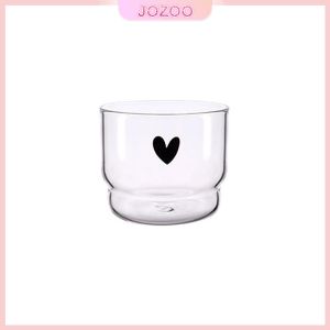 Jozoo Transparent Smile and Love Glass Cup 300ml Heat Resistant