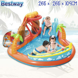 Bestway 53069 Lava Lagoon Play Center Children Toys Water Playground Swimming Pool Slide Kolam Mandi