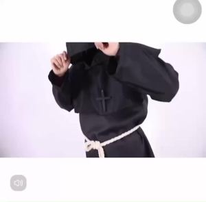 ‘การจัดส่งที่รวดเร็ว!!!’ผู้ใหญ่ Man Wizard เครื่องแต่งกายยุคกลาง Monk Friar Robe Christian Priest Hooded Cape Grim Reaper คอสเพลย์ Robe ฮาโลวีนเครื่องแต่งกาย