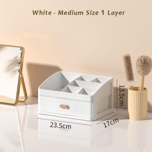 JustLiving 1ชิ้นใหญ่ลิ้นชักเก็บเครื่องสำอางพลาสติกพร้อมลิ้นชัก3ระดับชั้นคุณภาพสูงที่จัดระเบียบแต่งหน้าที่จัดระเบียบเครื่องสำอางหลายชั้นจัดระเบียบลิ้นชักโปร่งใสที่เก็บสายข้อมูลกล่องใส่ของตั้งโต๊ะ