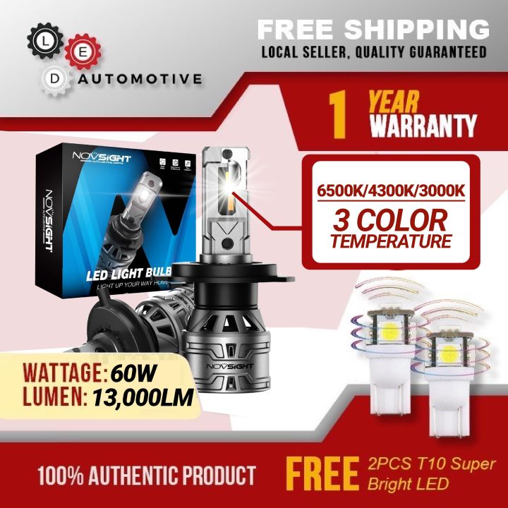 [𝐓𝐑𝐈 𝐂𝐎𝐋𝐎𝐑 𝐍𝐎𝐕𝐒𝐈𝐆𝐇𝐓] NOVSIGHT N61T H11 13,000 Lumens 60 Watts For Cars ...