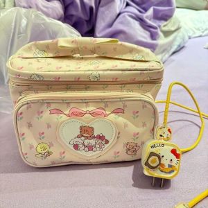 EERSHENSHI กระเป๋าเดินทาง กระเป๋าจัดระเบียบ Tas Kosmetik Mikko ร่วมกระเป๋าเครื่องสำอางค์ใหญ่ตรากระเป๋าเก็บของน่ารักขนาดใหญ่สัตว์เล็กกระเป๋าถือทรงสี่เหลี่ยม