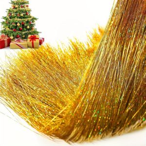 YERZ 5000Pcs Dazzling Colorful Silk Decoration Reusable 47cm Christmas Tree Metal Wire Multifunctional Light Weight Christmas Icicle Tinsel Set Indoor/ Outdoor
