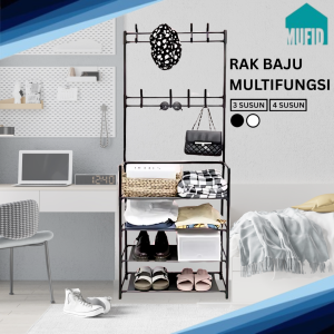 Rak Gantung Besi Serbaguna Baju Sepatu Topi standing hanger Multifungsi