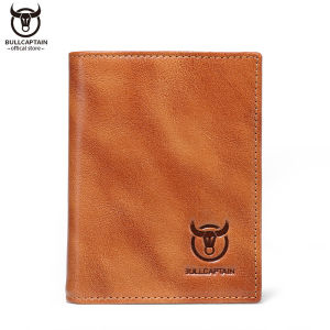 BULLCAPTAIN Leather Wallet Mens High Quality Casual Retro Business Card Holder RFID Anti-theft Brush 14 Card Slot Thickened Wallet