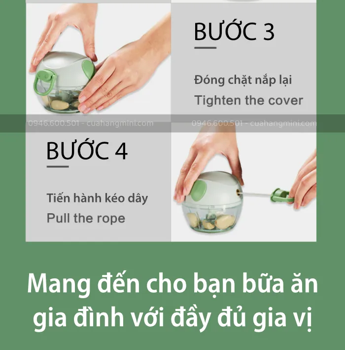 Dụng Cụ Xay Tỏi Ớt Kéo Tay Hình Con Heo