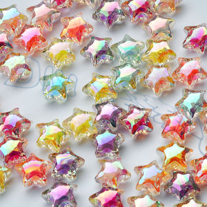 100Pcs Acrylic Spacer Beads Five-pointed Star Transparent Rainbow Color Beads For Jewelry Making DIY Accessorieson