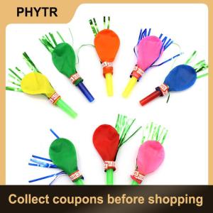 【PHYTR】 50PCS Colorful Blowouts Whistle Blowing Dragon With Balloon For Kids Birthday Party Favors Decoration Children Toys Supplies