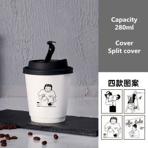 Thickening Coffee Paper Cup Anti Scalding Hot Drinks Delivery Packing  with Cover Fruit Juice Beverage Paper Cups