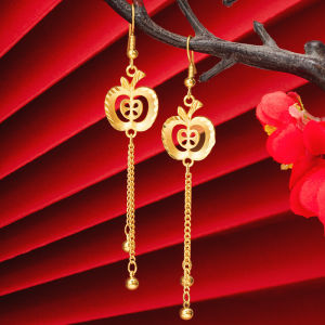 [ Premium Selection ] Gold-Plated Earrings High-End Niche Earrings for Women Long-Lasting Color Imitation Yellow Metal Tassel Earrings Copper Accessories