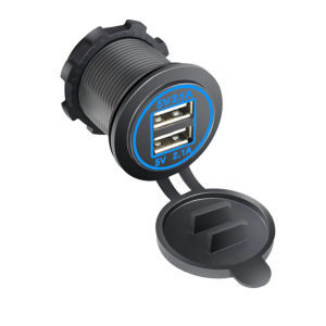 Ổ cắm sạc USB 12V-24V USB ổ cắm điện 2.1A USB kép ổ cắm với mũ không thấm nước Nhẫn ánh sáng cổng USB cho xe