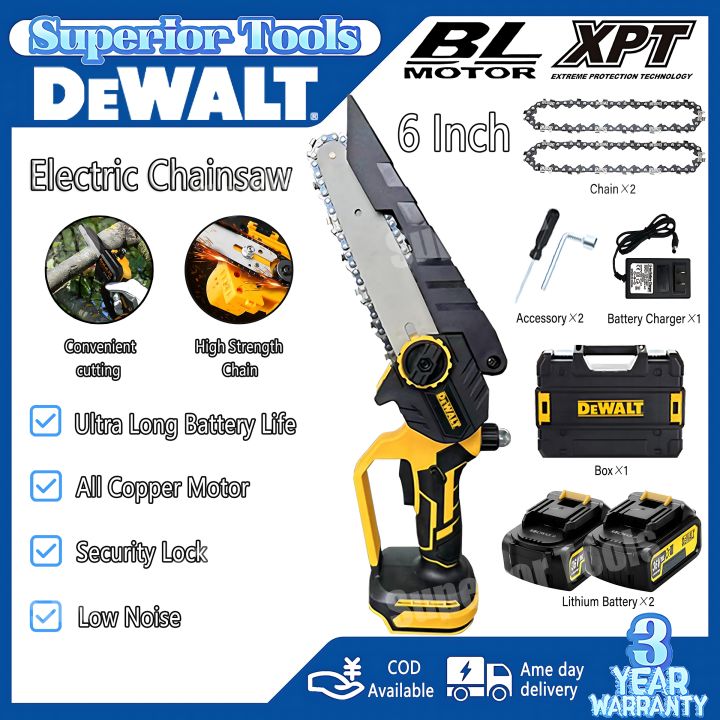 Dewalt 6 Inch Cordless Chainsaw Portable Electric Chain Saw Rechargeable Pruning Saw Cutter