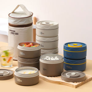 304 Stainless Steel Portabel Tahan Bocor Kotak Makan Siang Bento Gaya Krim Bulat microwave Tempat Makan