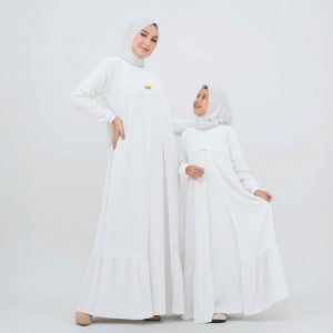 Setelan Baju Keluarga Muslimah Elegan - Gamis & Jilbab Maroon Polos
