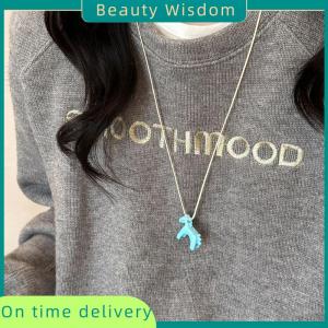 Beauty Wisdom Minimalism Enamel Drip Glaze Colorful Horse Pendant Long Necklace Adjustable Sweater Chain Simple Jewelry Accessory Gifts