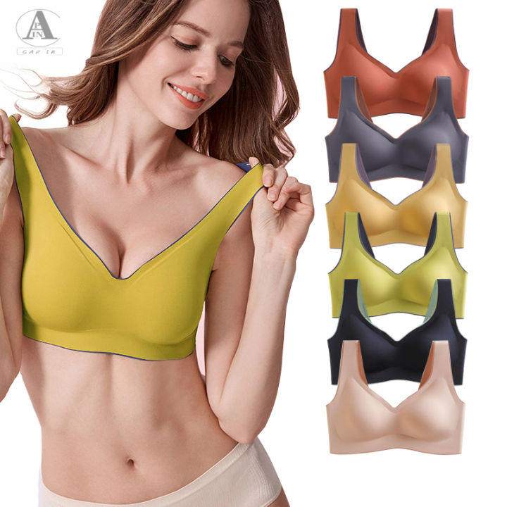 Shop Generic Thai Latex Bras for Women Underwear Plus Size M-3XL Bralette  Seamless Bra Top Bh Comfort Cooling Gathers Shock-Proof Pad Online