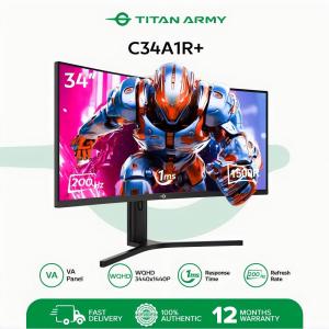Titan Army C34A1R+ 34 VA 200Hz 1ms WQHD 3440X1440 1500R Curved  Gaming Monitor 99% sRGB HDR400 Low Blue Light
